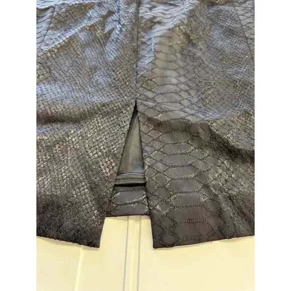 Lane Bryant Size 22 Snake Skin Pattern Black Mini Skirt with Back Slit - Picture 5 of 6